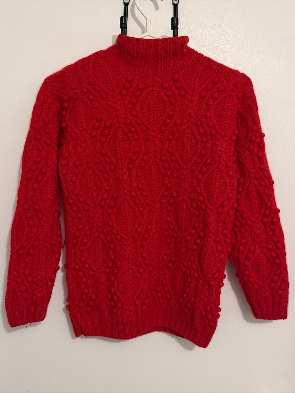 Jaeger Red Cable Knit Turtleneck Sweater